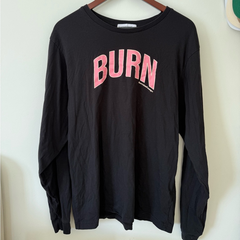 Black Long Sleeve Tee with Pink Print